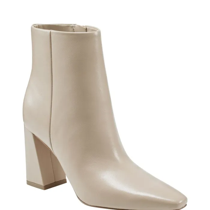 Women Marc Fisher Dress Boots Yanara Heeled Bootie Natural Leather