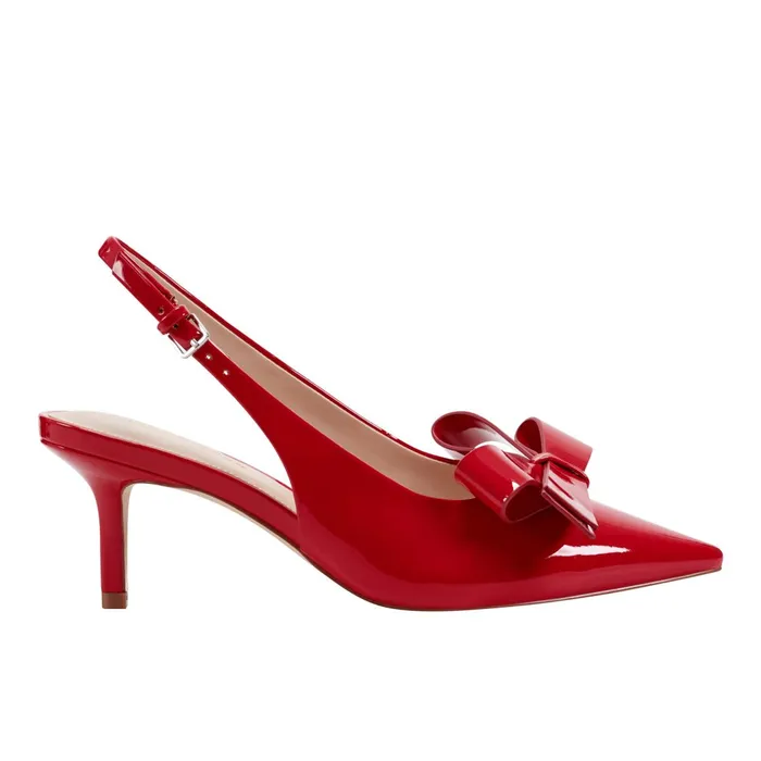 Women Marc Fisher Heels and Pumps Allon Bow Slingback Pump Red Patent