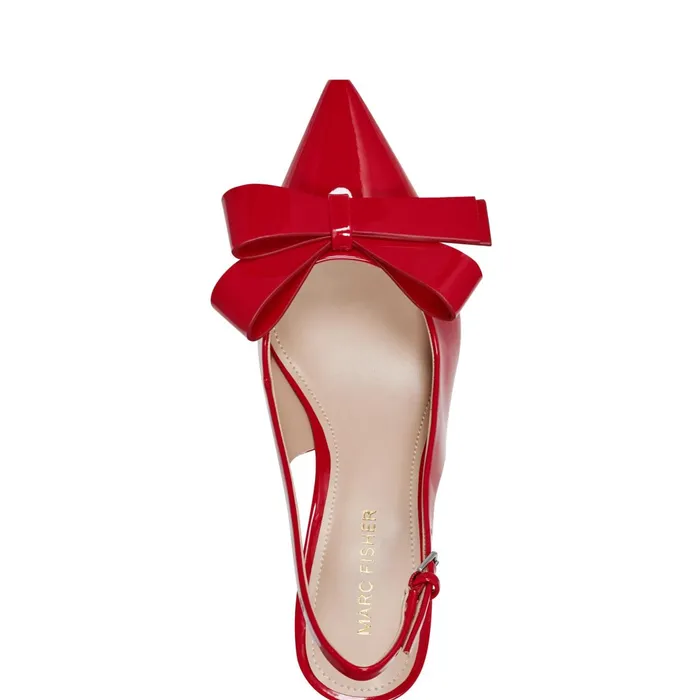 Women Marc Fisher Heels and Pumps Allon Bow Slingback Pump Red Patent