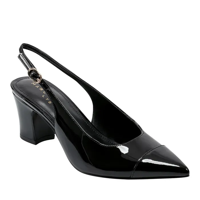 Women Marc Fisher Heels and Pumps Blakeley Slingback Pump Black Patent Leather