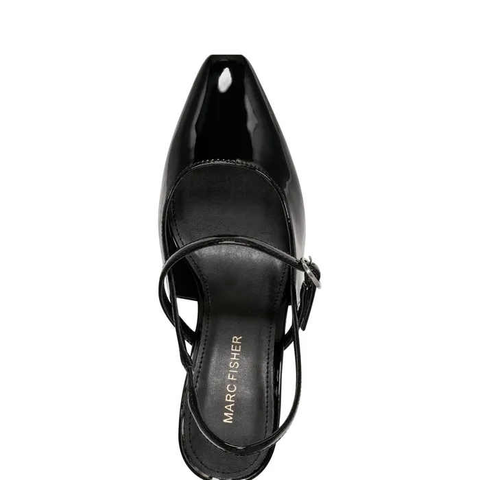 Women Marc Fisher Heels and Pumps Lanai Slingback Pump Black Patent