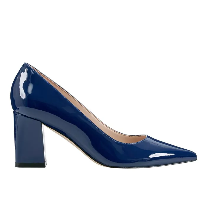 Women Marc Fisher Heels and Pumps Zala Block Heel Pointy Toe Pump Dark Blue Patent Leather Women Marc Fisher Heels and Pumps Zala Block Heel Pointy Toe Pump Dark Blue Patent Leather