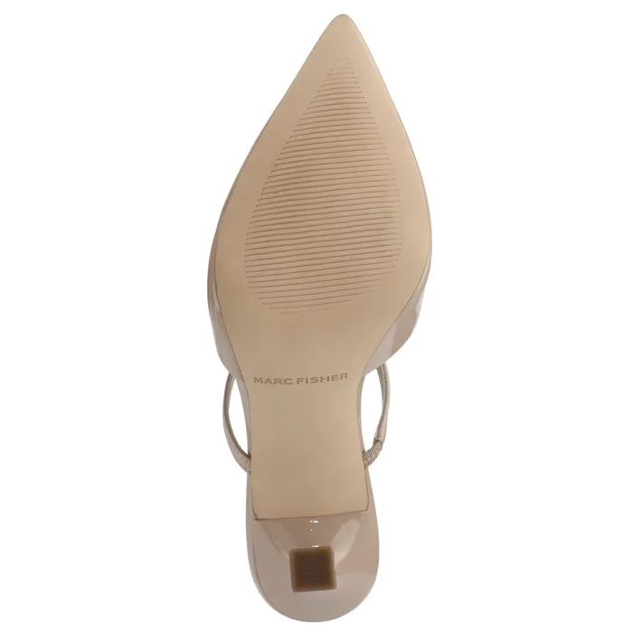 Women Marc Fisher Mules and Slides Hadais Heeled Mule Light Natural Patent