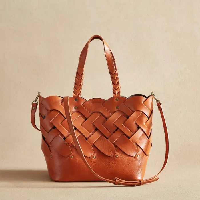 Women Mariana Basket Tote Saddle Sundance Catalog Handbags