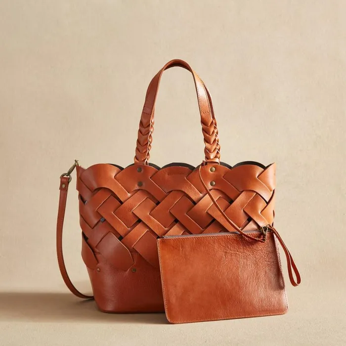 Women Mariana Basket Tote Saddle Sundance Catalog Handbags