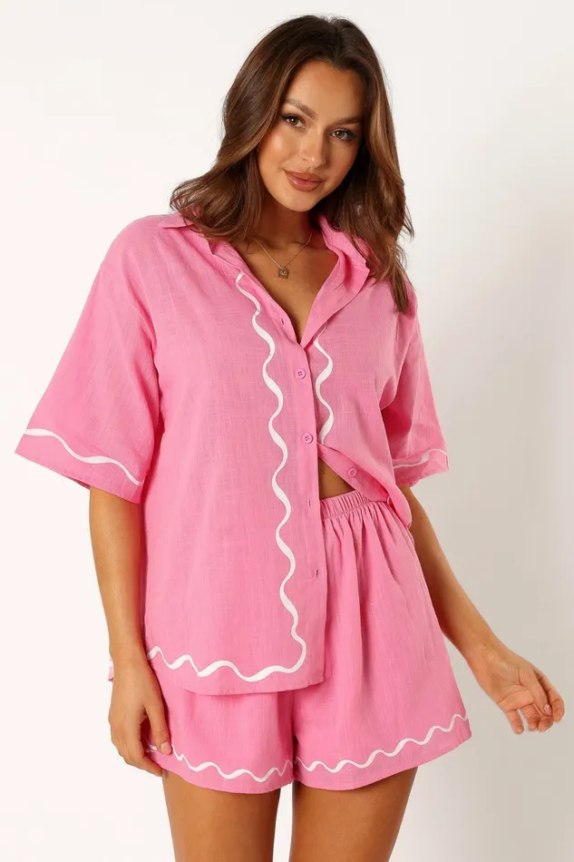 Women Matching Sets Petal and Pup Sunshine Short Set Pink