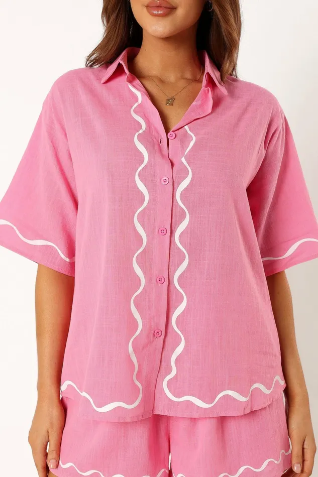 Women Matching Sets Petal and Pup Sunshine Short Set Pink