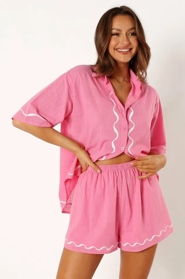Women Matching Sets Petal and Pup Sunshine Short Set Pink