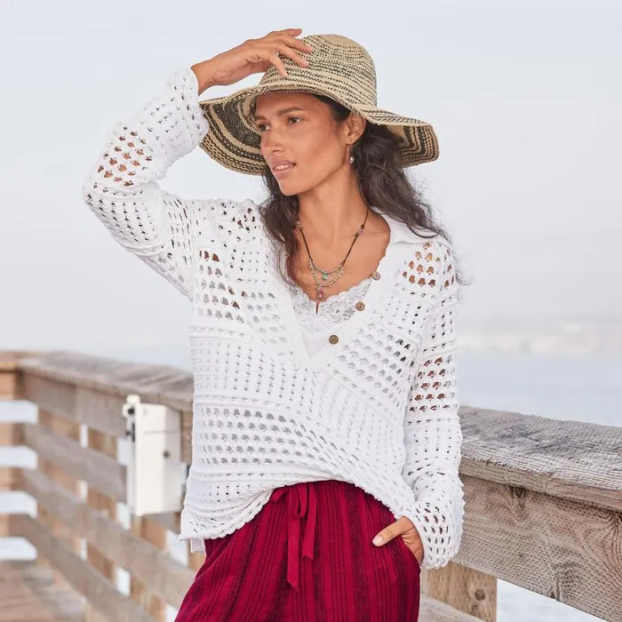 Women Mayumi Sweater Navy Sundance Catalog Sweaters