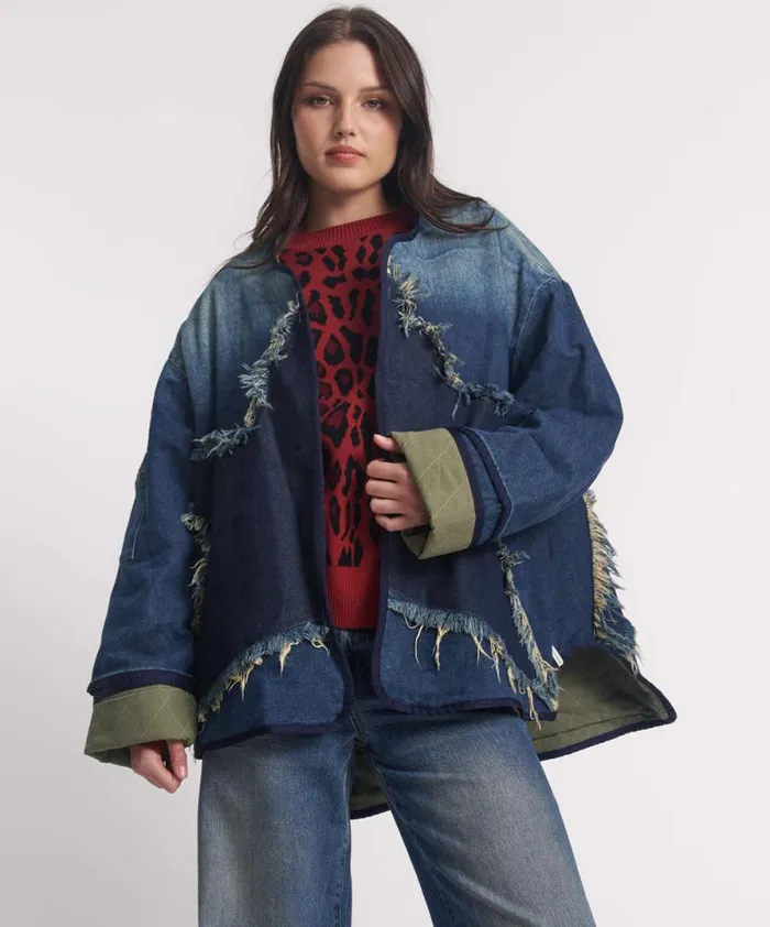 Women MEMPHIS DARK STAR DENIM WADDED JACKET One Teaspoon Denim Jackets