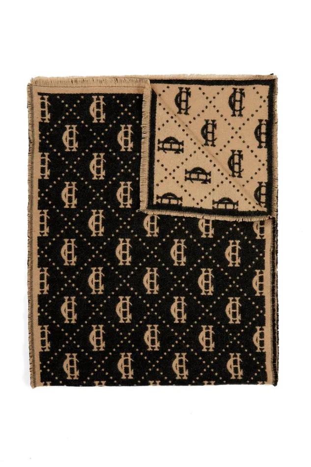 WomenMen Scarves Holland Cooper Lightweight Monogram Scarf Tan Black WomenMen Scarves Holland Cooper Lightweight Monogram Scarf Tan Black