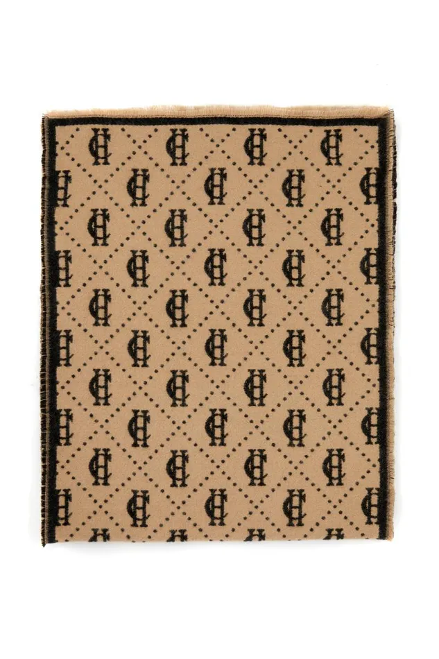 WomenMen Scarves Holland Cooper Lightweight Monogram Scarf Tan Black WomenMen Scarves Holland Cooper Lightweight Monogram Scarf Tan Black