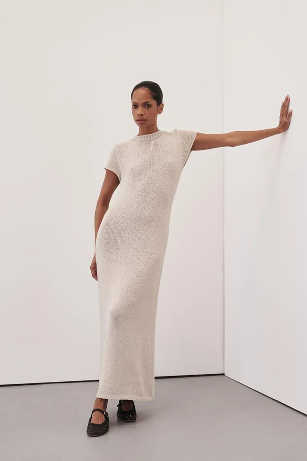 Women Midi Dresses DISSH LEO CHALK KNIT MIDI DRESS