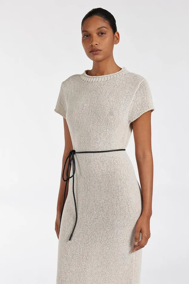 Women Midi Dresses DISSH LEO CHALK KNIT MIDI DRESS