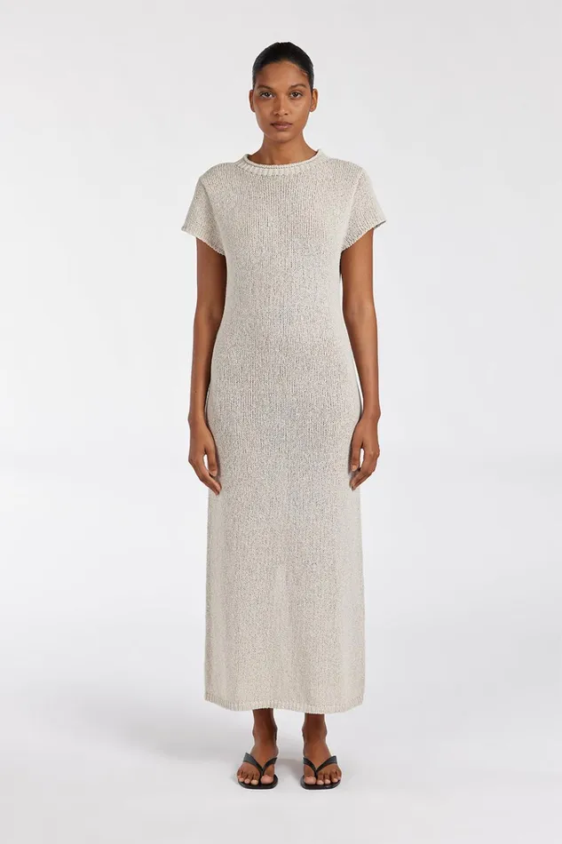 Women Midi Dresses DISSH LEO CHALK KNIT MIDI DRESS
