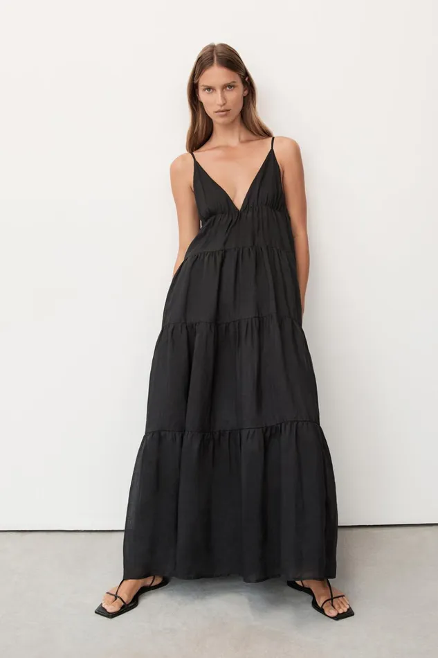 Women Midi Dresses DISSH LIZA BLACK RAMIE MIDI DRESS
