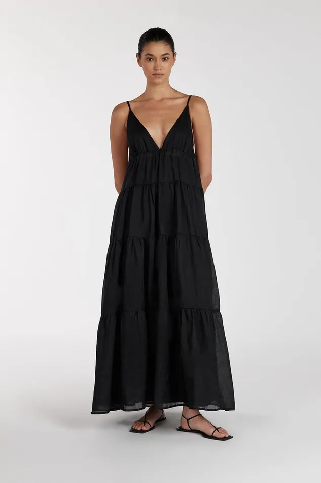Women Midi Dresses DISSH LIZA BLACK RAMIE MIDI DRESS