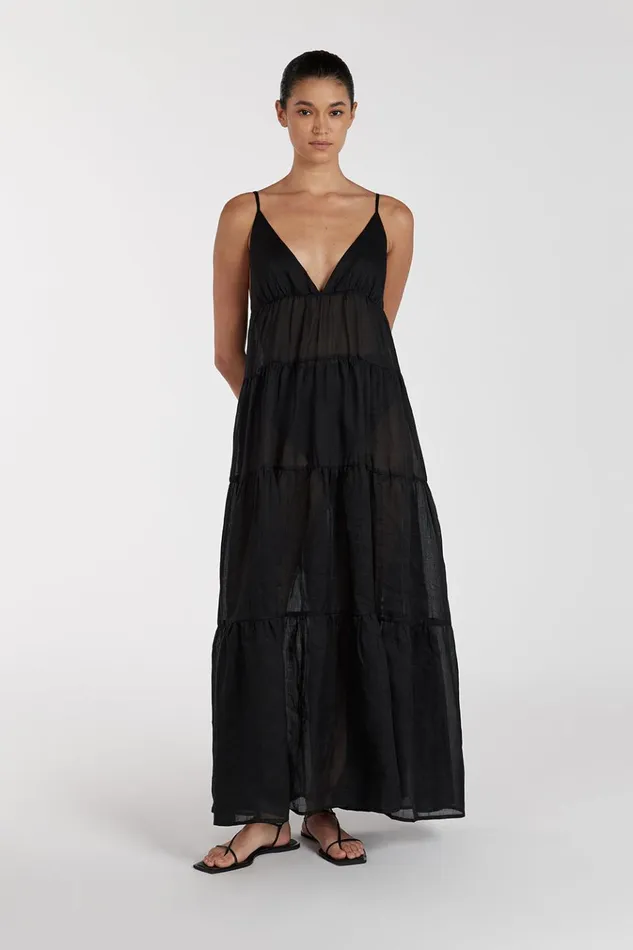Women Midi Dresses DISSH LIZA BLACK RAMIE MIDI DRESS