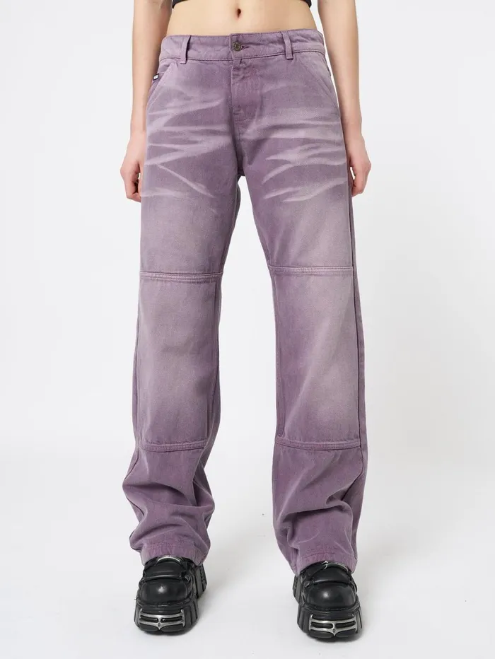 Women Minga London Bottoms Cora Washed Mauve Straight Jeans