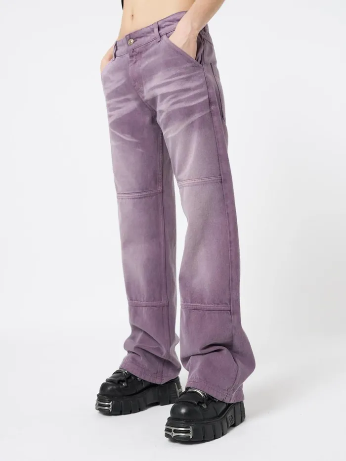 Women Minga London Bottoms Cora Washed Mauve Straight Jeans