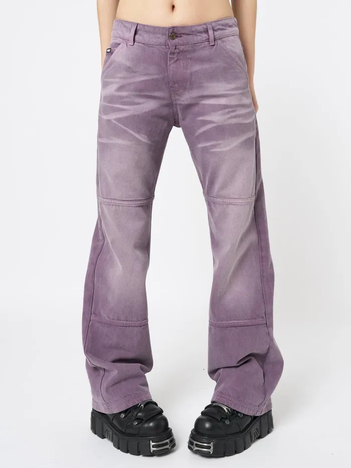 Women Minga London Bottoms Cora Washed Mauve Straight Jeans