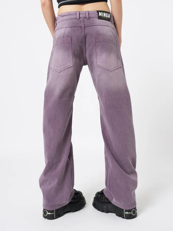 Women Minga London Bottoms Cora Washed Mauve Straight Jeans