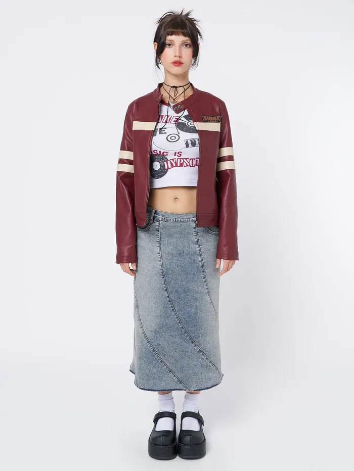 Women Minga London Bottoms Lizzie Flared Denim Maxi Skirt