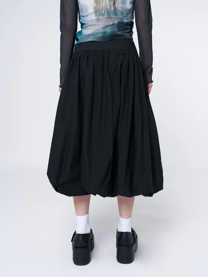 Women Minga London Bottoms Suya Black Bubble Midi Skirt