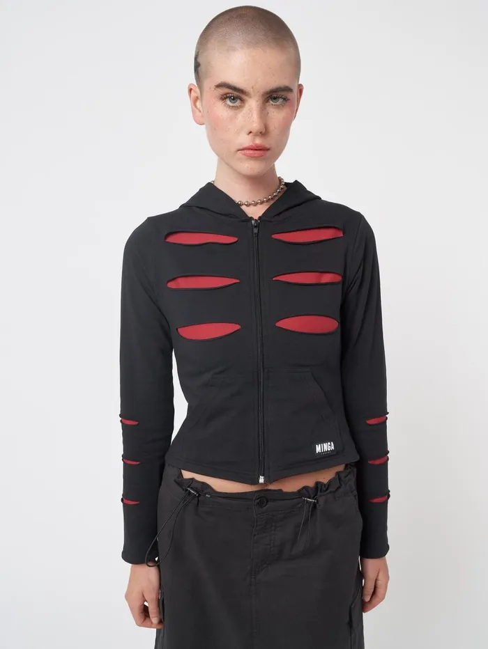Women Minga London Jackets and Cardigans Alexa Slash Zip Up Hoodie