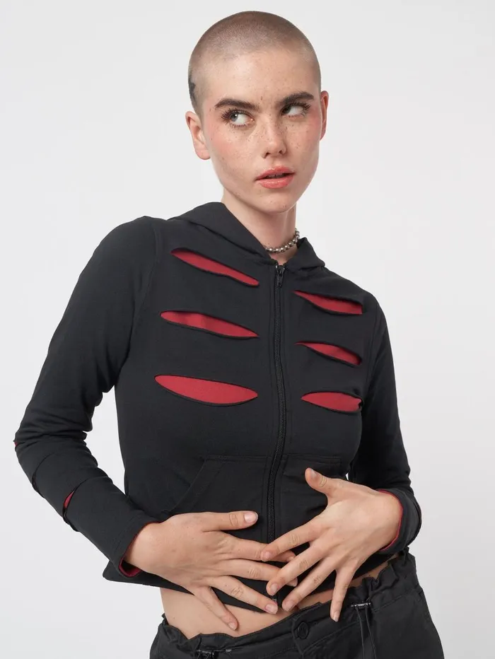 Women Minga London Jackets and Cardigans Alexa Slash Zip Up Hoodie