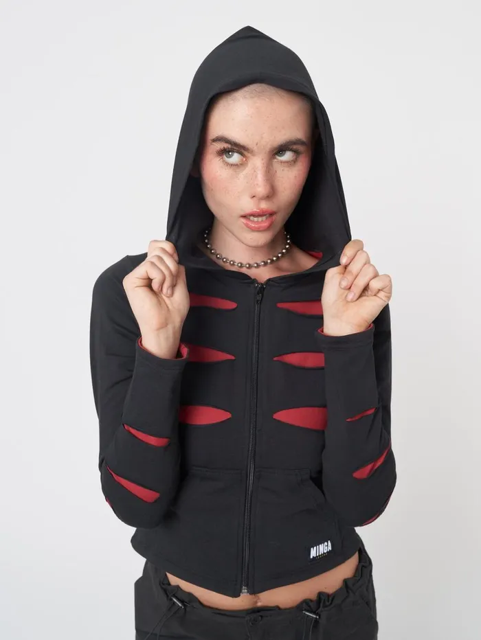 Women Minga London Jackets and Cardigans Alexa Slash Zip Up Hoodie