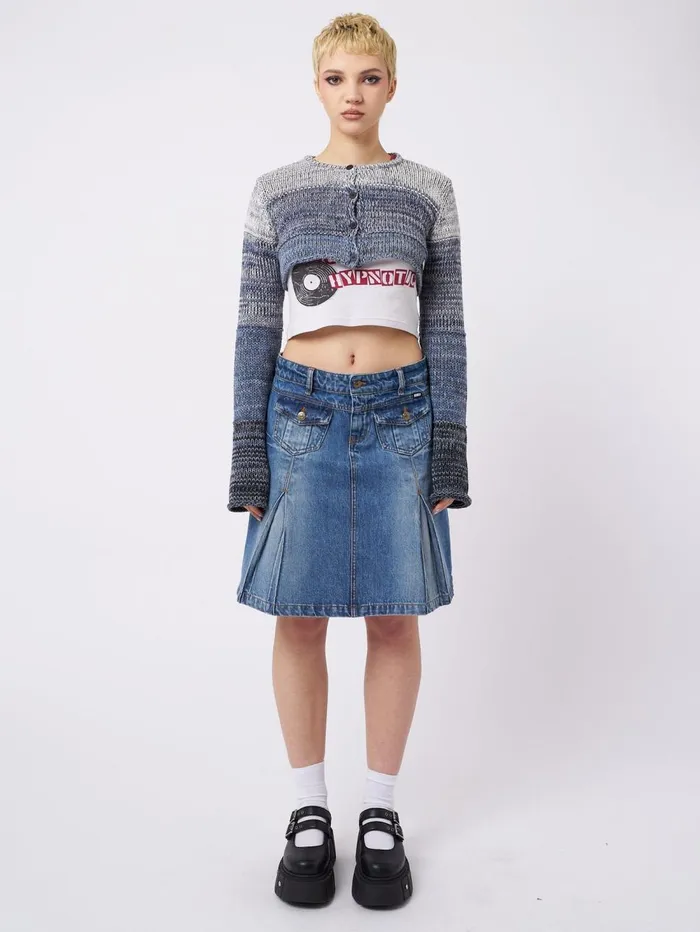 Women Minga London Jackets and Cardigans Drea Blue Extreme Cropped Cardigan