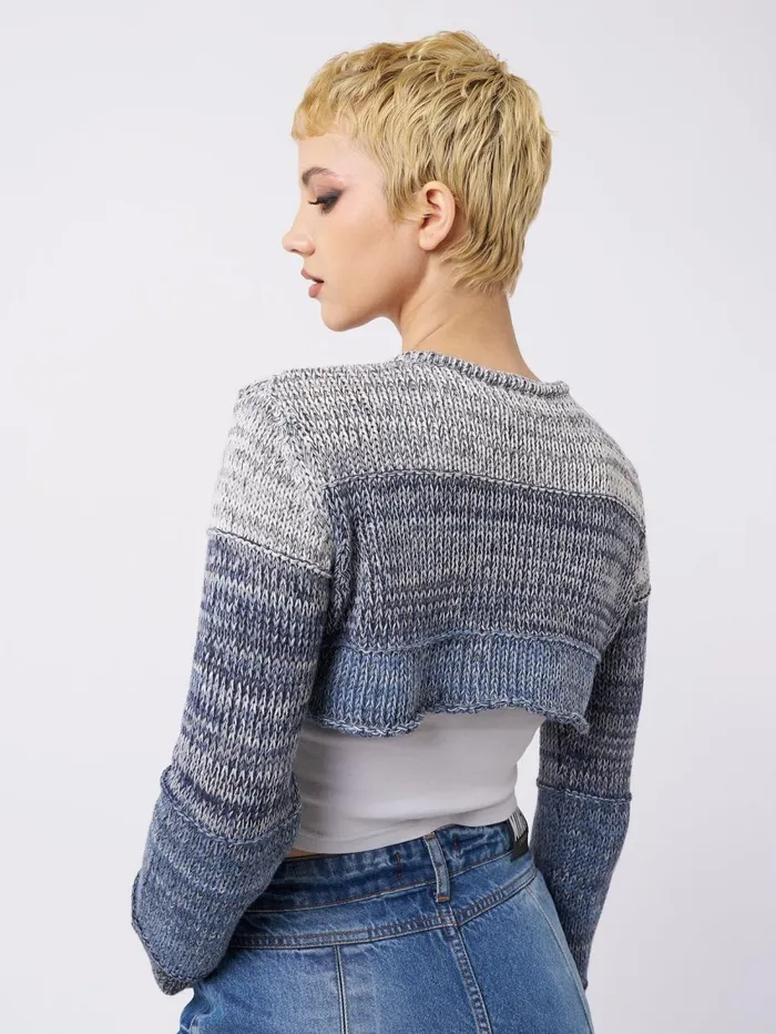Women Minga London Jackets and Cardigans Drea Blue Extreme Cropped Cardigan