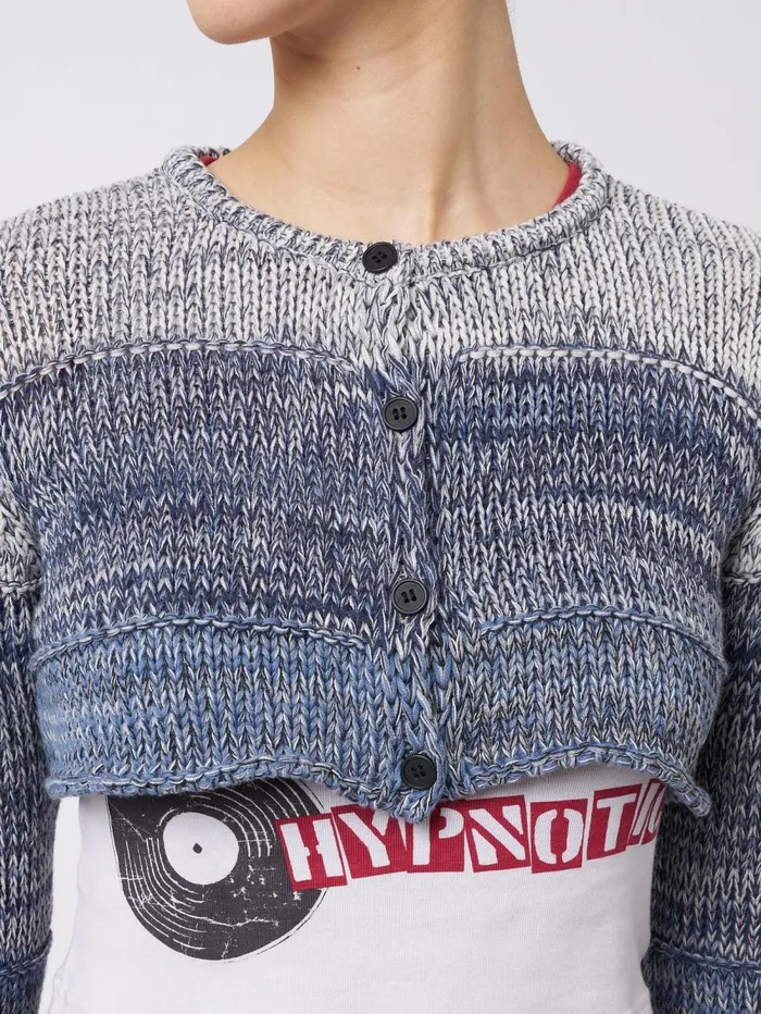 Women Minga London Jackets and Cardigans Drea Blue Extreme Cropped Cardigan
