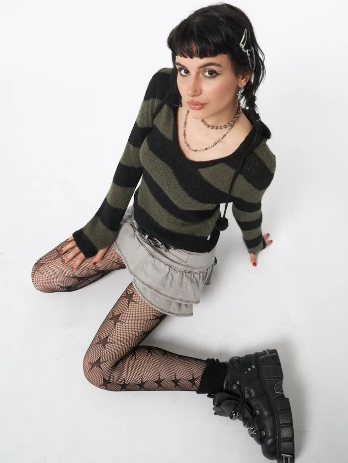 Women Minga London Knitwear Forest Stripes Knitted Hoodie