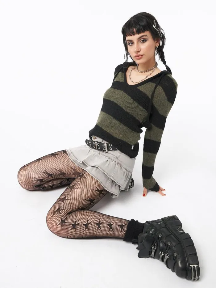 Women Minga London Knitwear Forest Stripes Knitted Hoodie