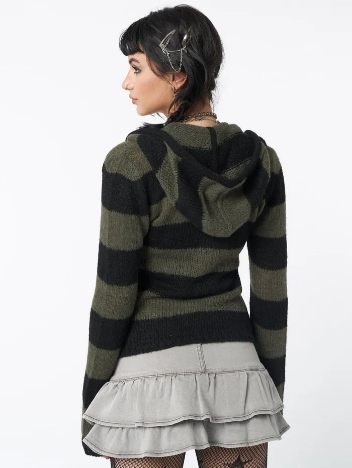 Women Minga London Knitwear Forest Stripes Knitted Hoodie