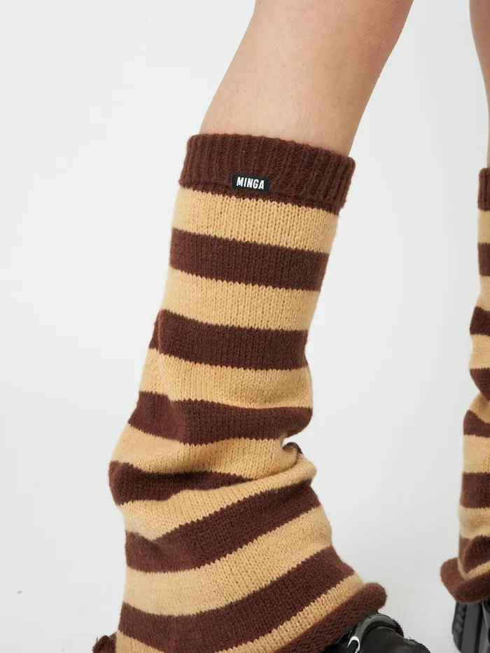 Women Minga London Shop All Brown and Honey Striped Flare Leg Warmers Women Minga London Shop All Brown and Honey Striped Flare Leg Warmers
