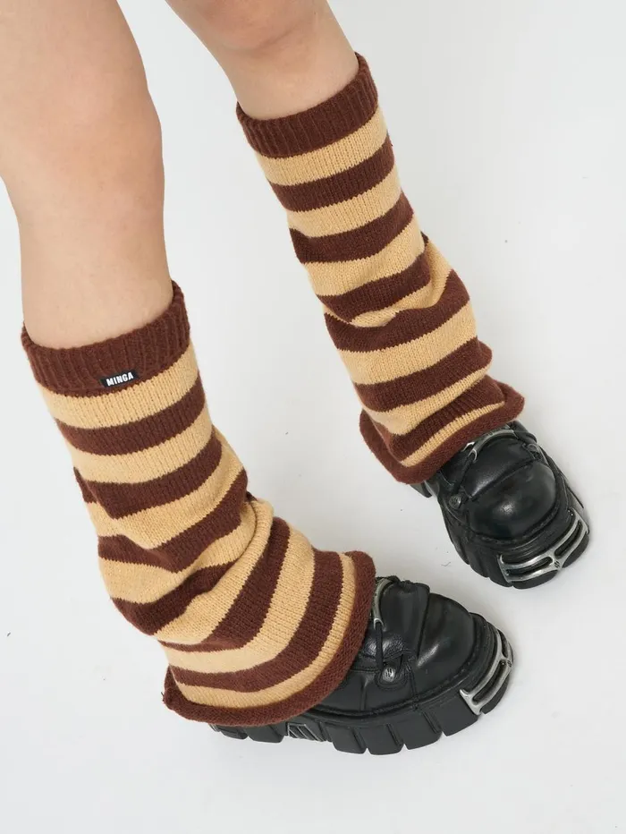 Women Minga London Shop All Brown and Honey Striped Flare Leg Warmers Women Minga London Shop All Brown and Honey Striped Flare Leg Warmers