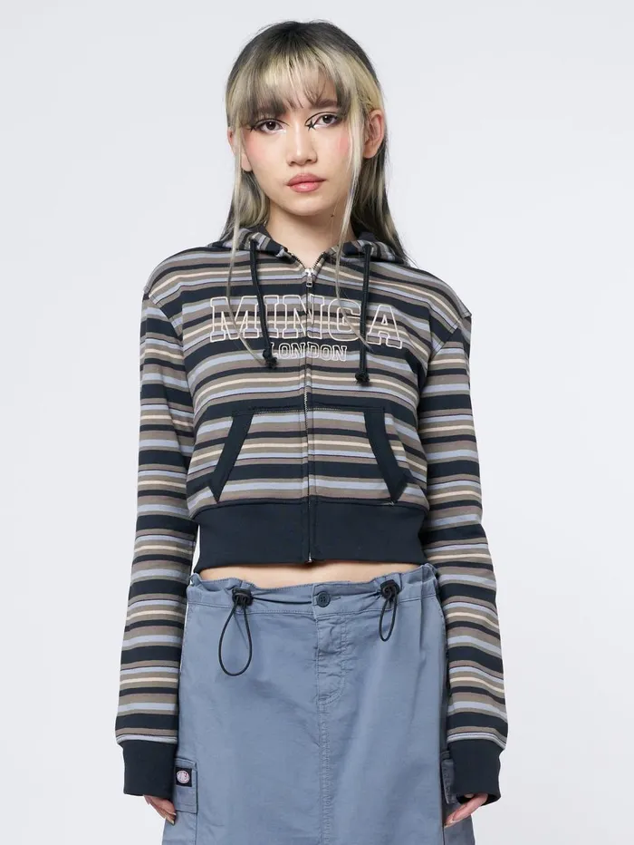 Women Minga London Sweaters and Hoodies Deba Striped Zip Up Hoodie