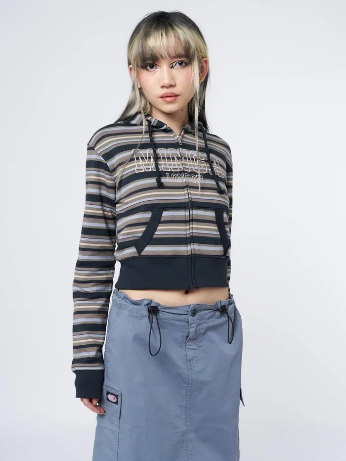 Women Minga London Sweaters and Hoodies Deba Striped Zip Up Hoodie