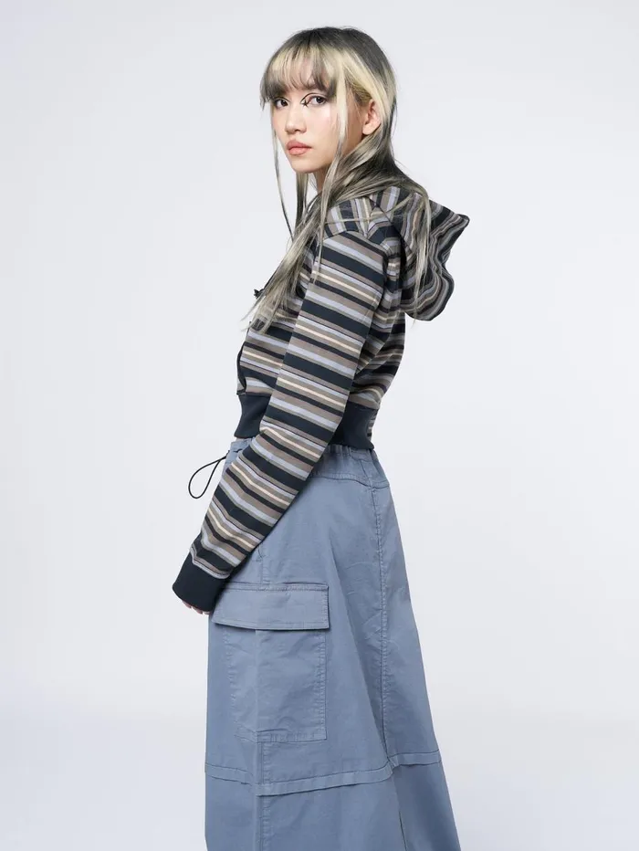 Women Minga London Sweaters and Hoodies Deba Striped Zip Up Hoodie