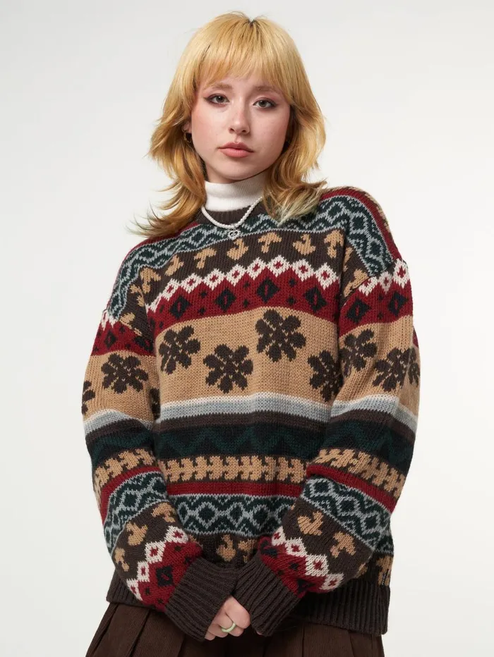 Women Minga London Sweaters and Hoodies Granny Jacquard Knit Jumper