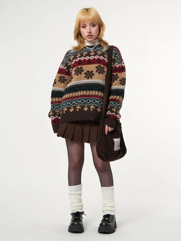 Women Minga London Sweaters and Hoodies Granny Jacquard Knit Jumper