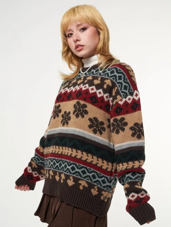 Women Minga London Sweaters and Hoodies Granny Jacquard Knit Jumper