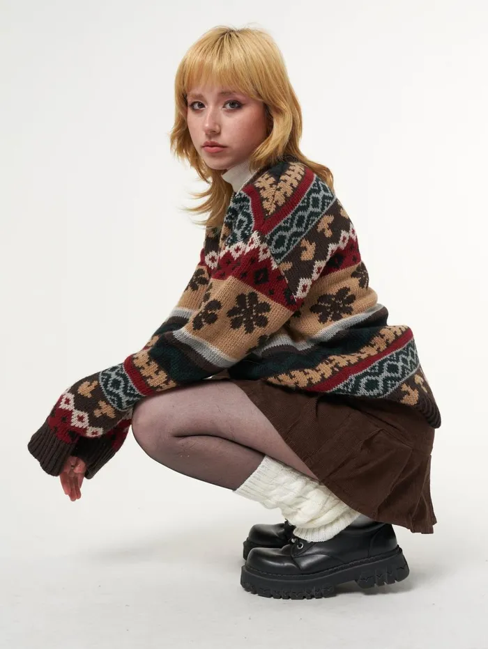 Women Minga London Sweaters and Hoodies Granny Jacquard Knit Jumper