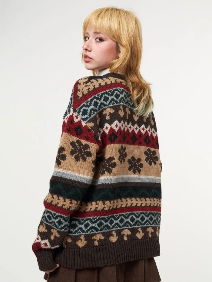 Women Minga London Sweaters and Hoodies Granny Jacquard Knit Jumper