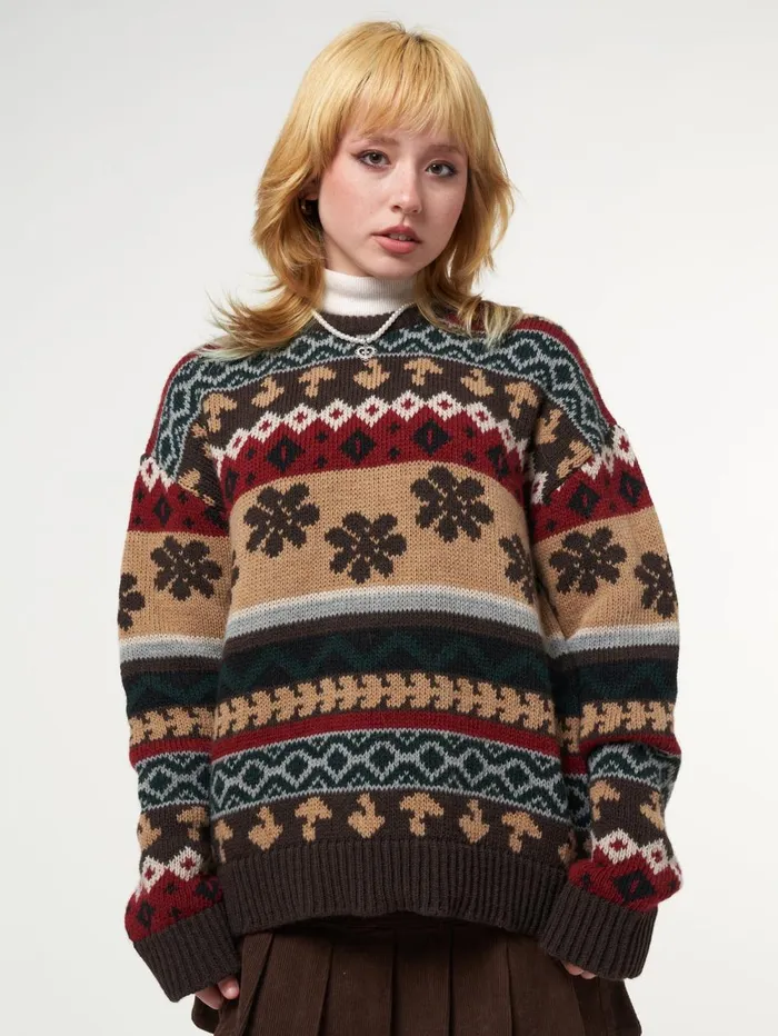Women Minga London Sweaters and Hoodies Granny Jacquard Knit Jumper