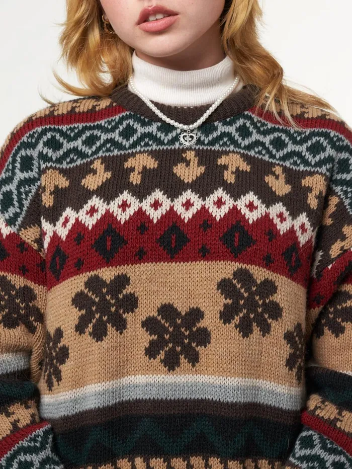 Women Minga London Sweaters and Hoodies Granny Jacquard Knit Jumper