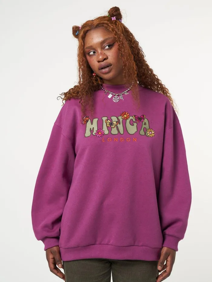 Women Minga London Sweaters and Hoodies Minga Flowers and Butterflies High Neck Sweater